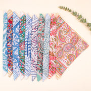 Set of 10 - Block Print Bandanas, Stylish Western Scarf, Sustainable Handmade Headband, Pure Cotton Bohemian Bandanas, Trendy Bandana Scarf